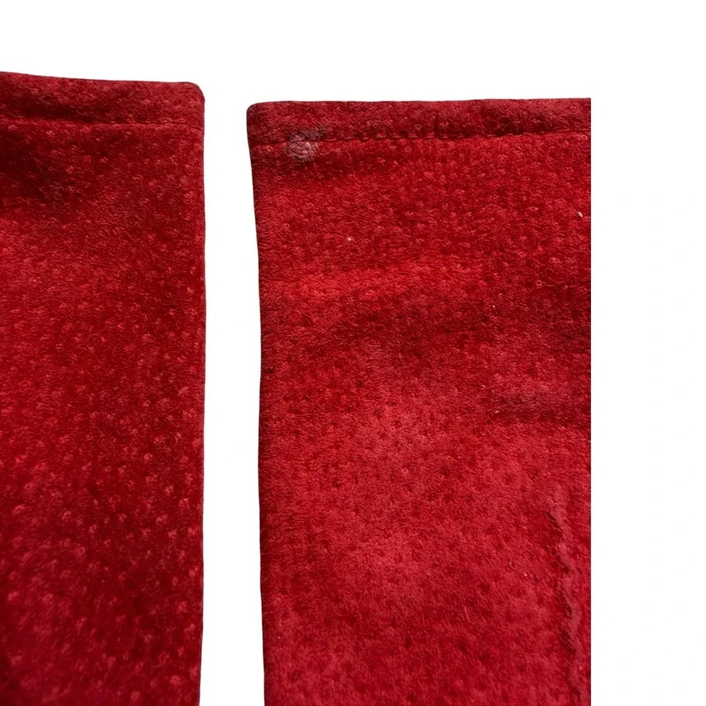 Fownes Vintage Red Suede Leather Gloves Acrylic Lined Size Large WPL 9522